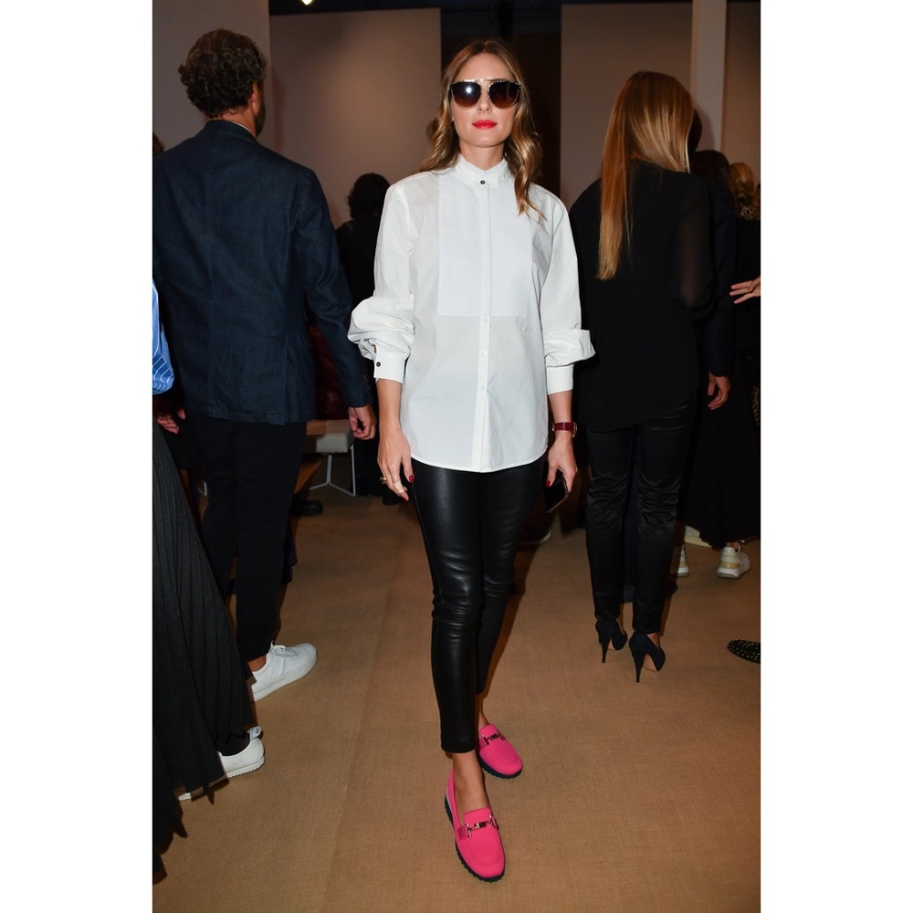 Tod's Bright Pink Patent Leather Trim Loafers